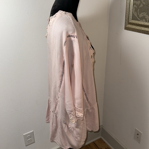 Miss Chievous blush crochet trim tassel ties cover up top Sz M - Picture 4 of 6